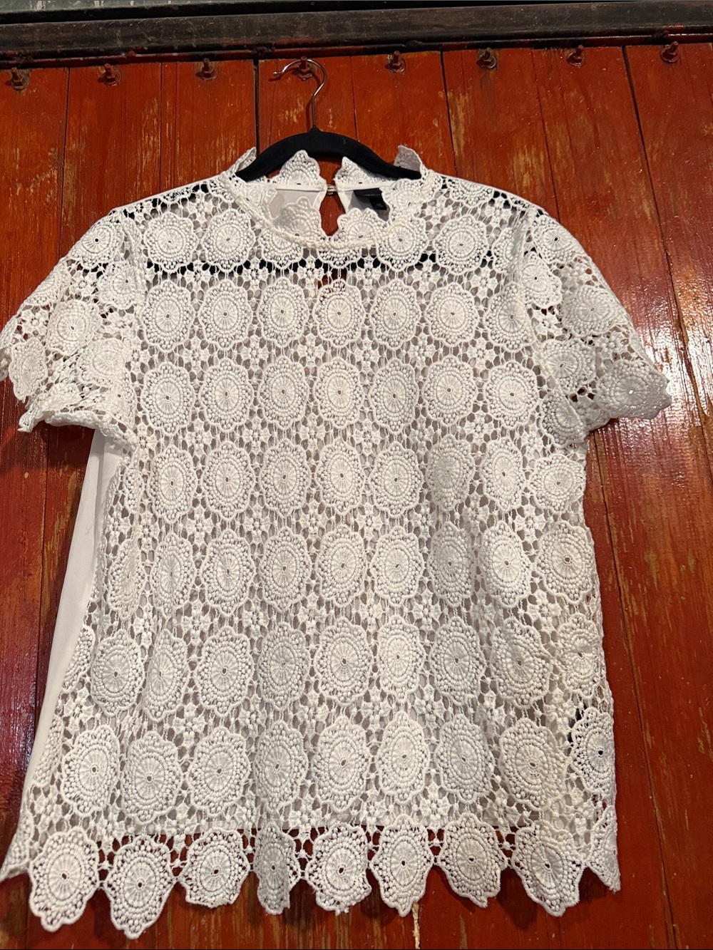Who What Wear White Crochet Lace Short Sleeve Blouse